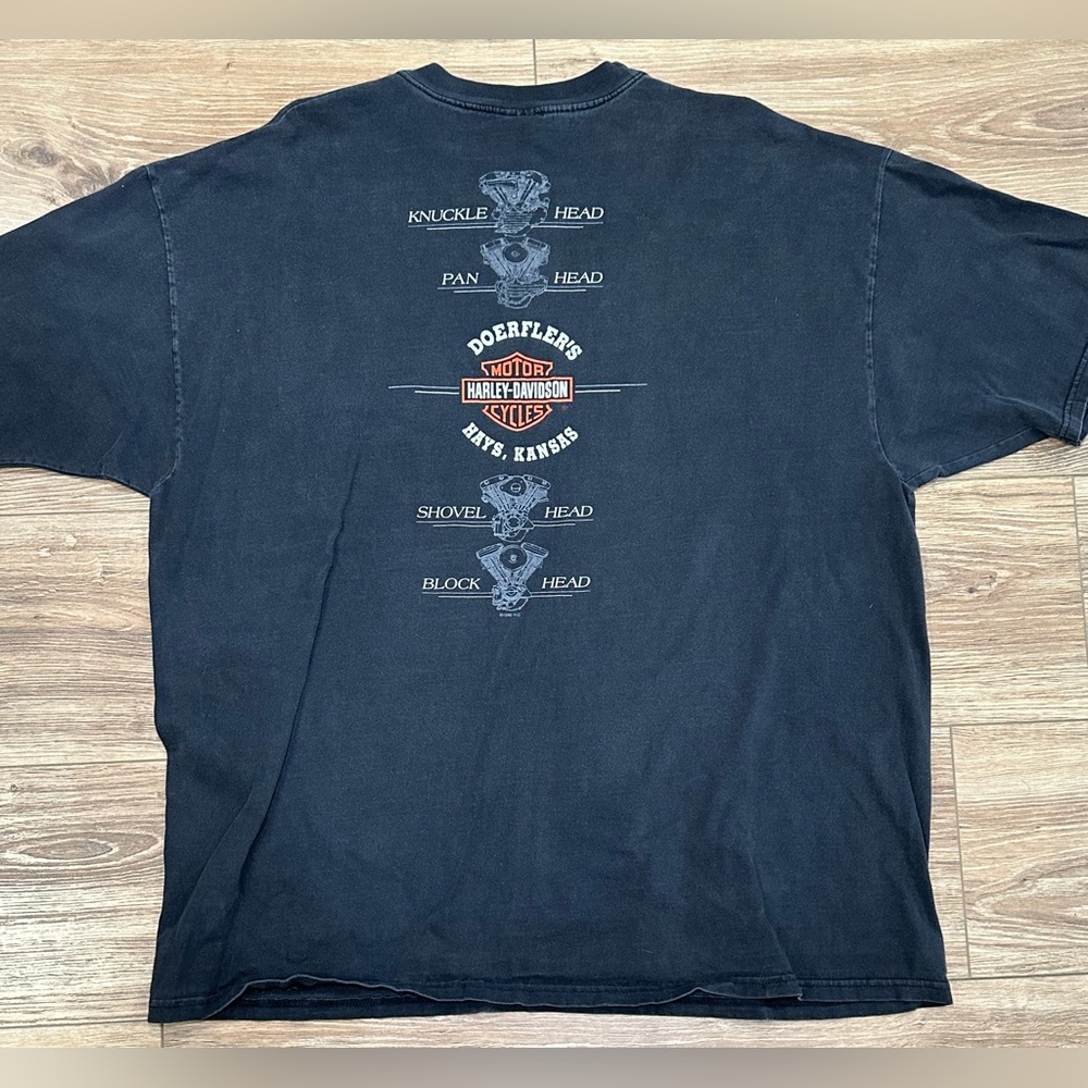 Vintage 1998 Harley Davidson Graphic Tee Size XXL-‎ USA made Hays, Kansas